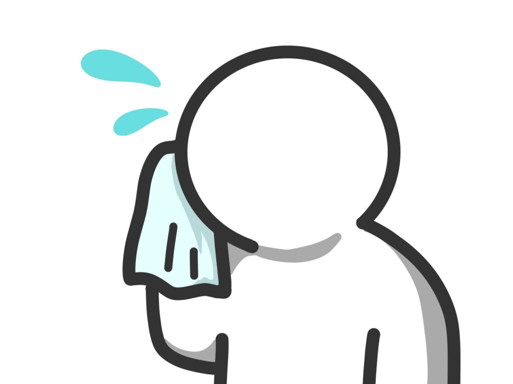 汗を拭いている人のイラスト